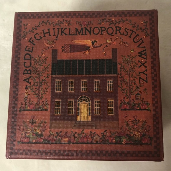 Bob’s Boxes Home Sweet Home Brown/Red Burgundy with Primitive House Angel Trees - Picture 6 of 7